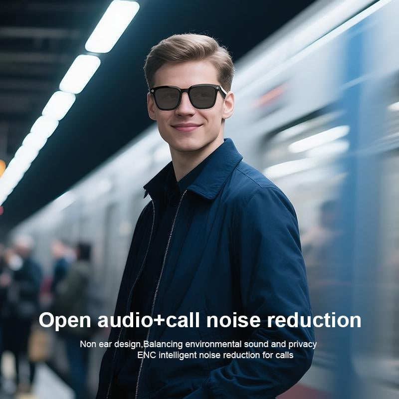 Smart Bluetooth Glasses with Camera, 1080P Video Recording Wearable Glasses, Multifunctional Wireless Audio Glasses with Headphone, Outdoor Sports Camera Sunglasses with Intelligent Voice Assistant, Anti-Blue Light Protection Eyeglass