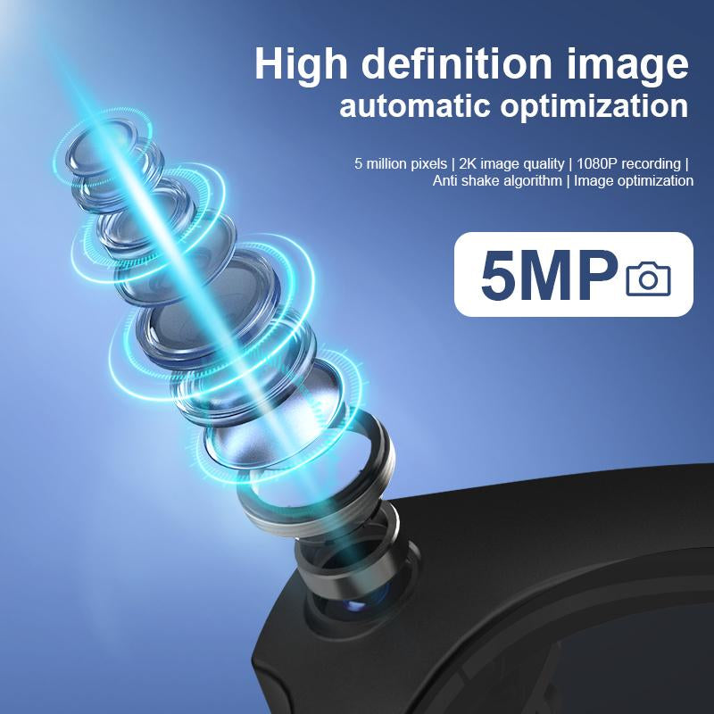 Smart Bluetooth Glasses with Camera, 1080P Video Recording Wearable Glasses, Multifunctional Wireless Audio Glasses with Headphone, Outdoor Sports Camera Sunglasses with Intelligent Voice Assistant, Anti-Blue Light Protection Eyeglass